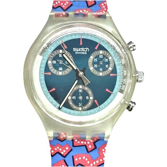 Swatch Watch Wild Card SCK100 1993 Chrono Rare Swiss Made Vintage Quartz - Picture 1 of 10